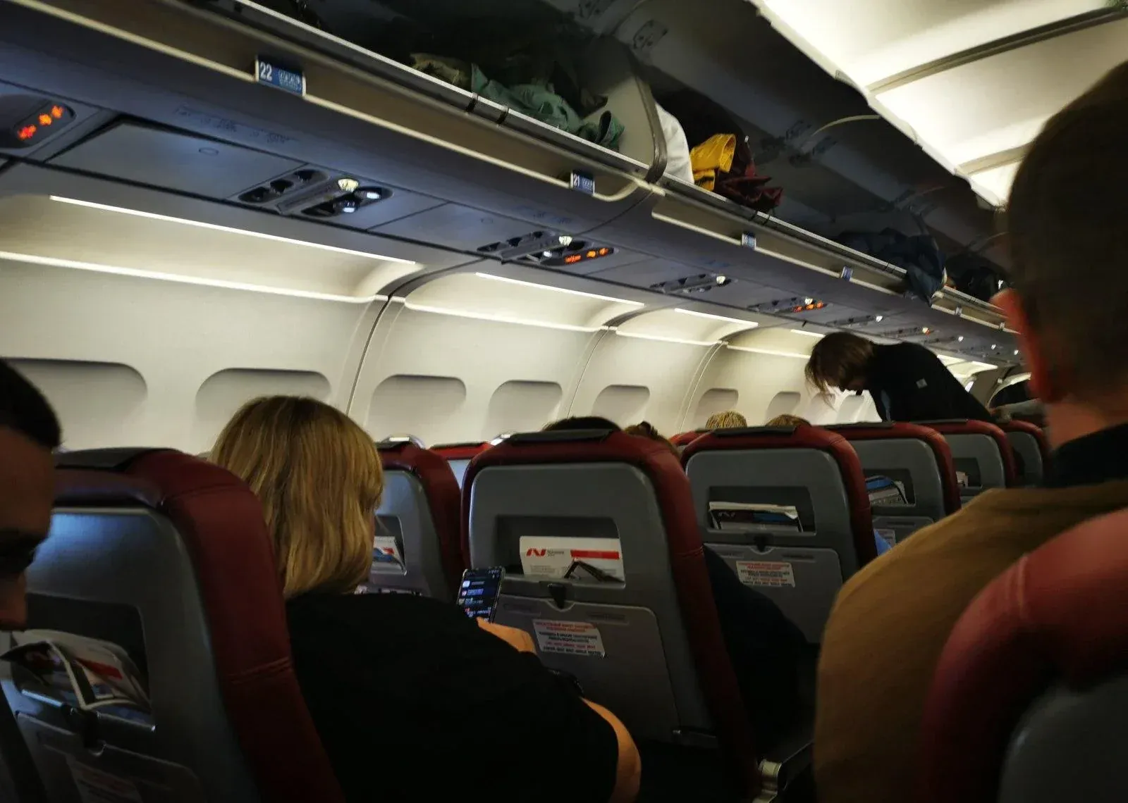 Занятые ряды A321 Nordwind во время рейса