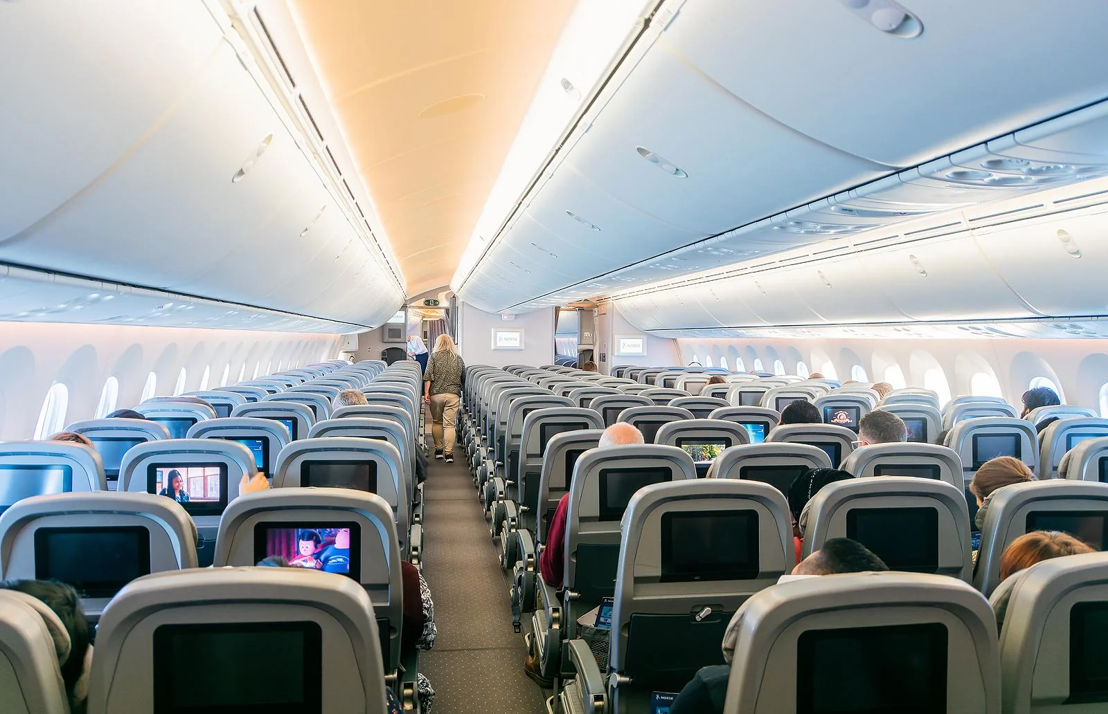 Ряды эконом-класса Boeing 787-9 Lufthansa, посадка 3-3-3