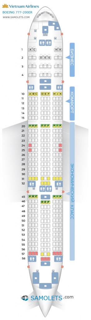 Boeing 777 расположение кресел