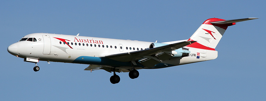 Схема салона Fokker 70 — Austrian Airlines